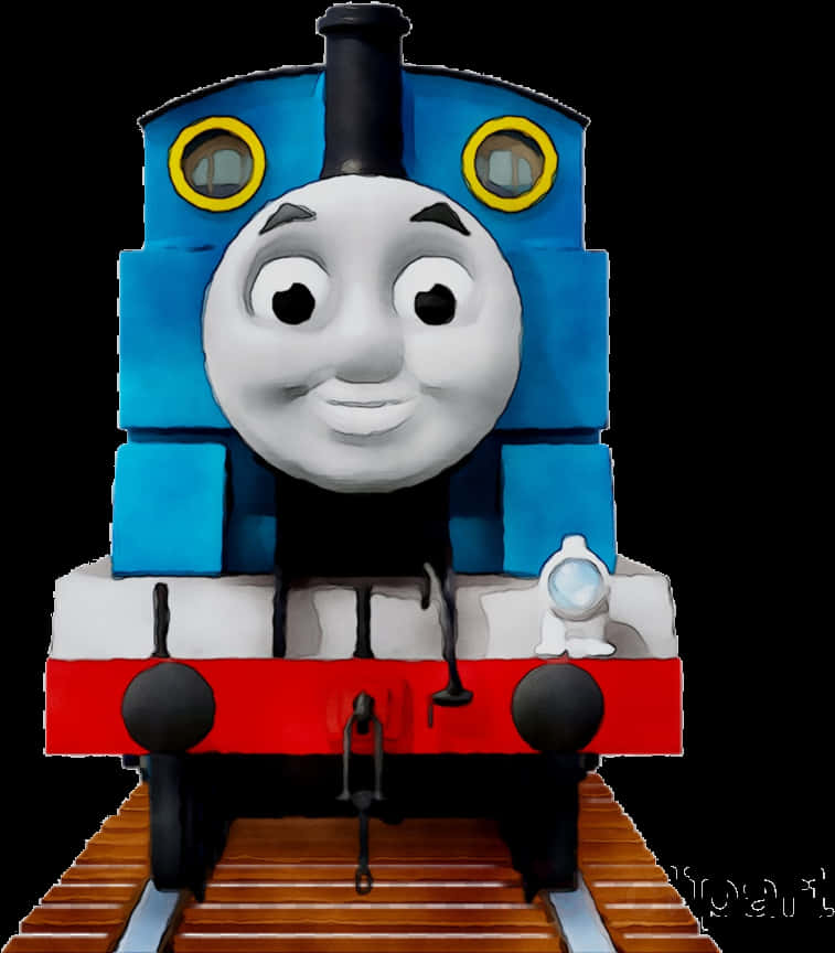 Blue Animated Train Character PNG