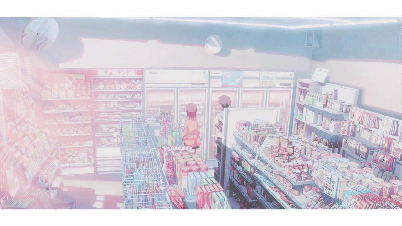 Goditil'atmosfera Rilassante Dell'estetica Anime Blu Sul Tuo Desktop. Sfondo