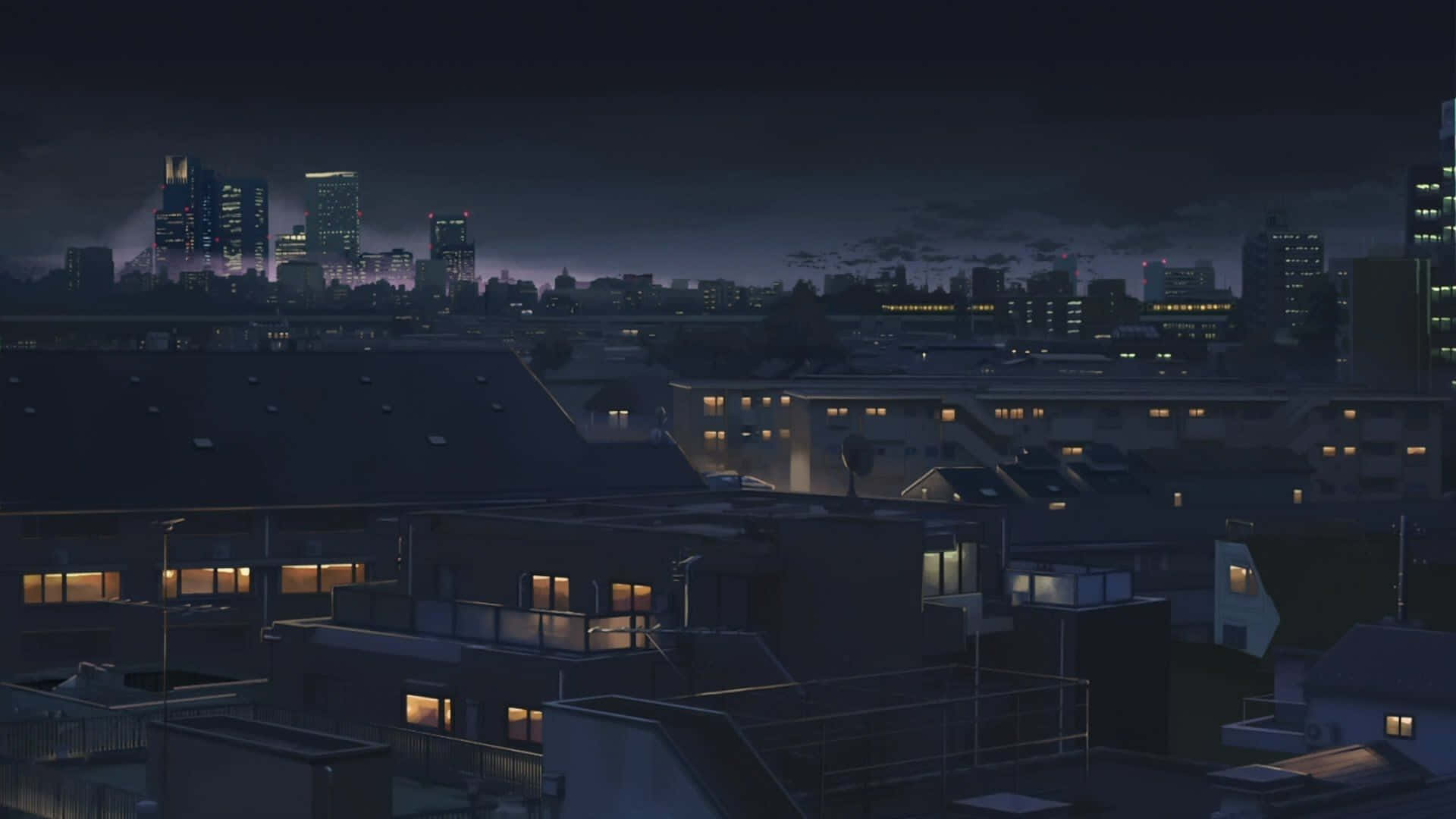 Ästhetischerblauer Anime-desktop-hintergrund Wallpaper