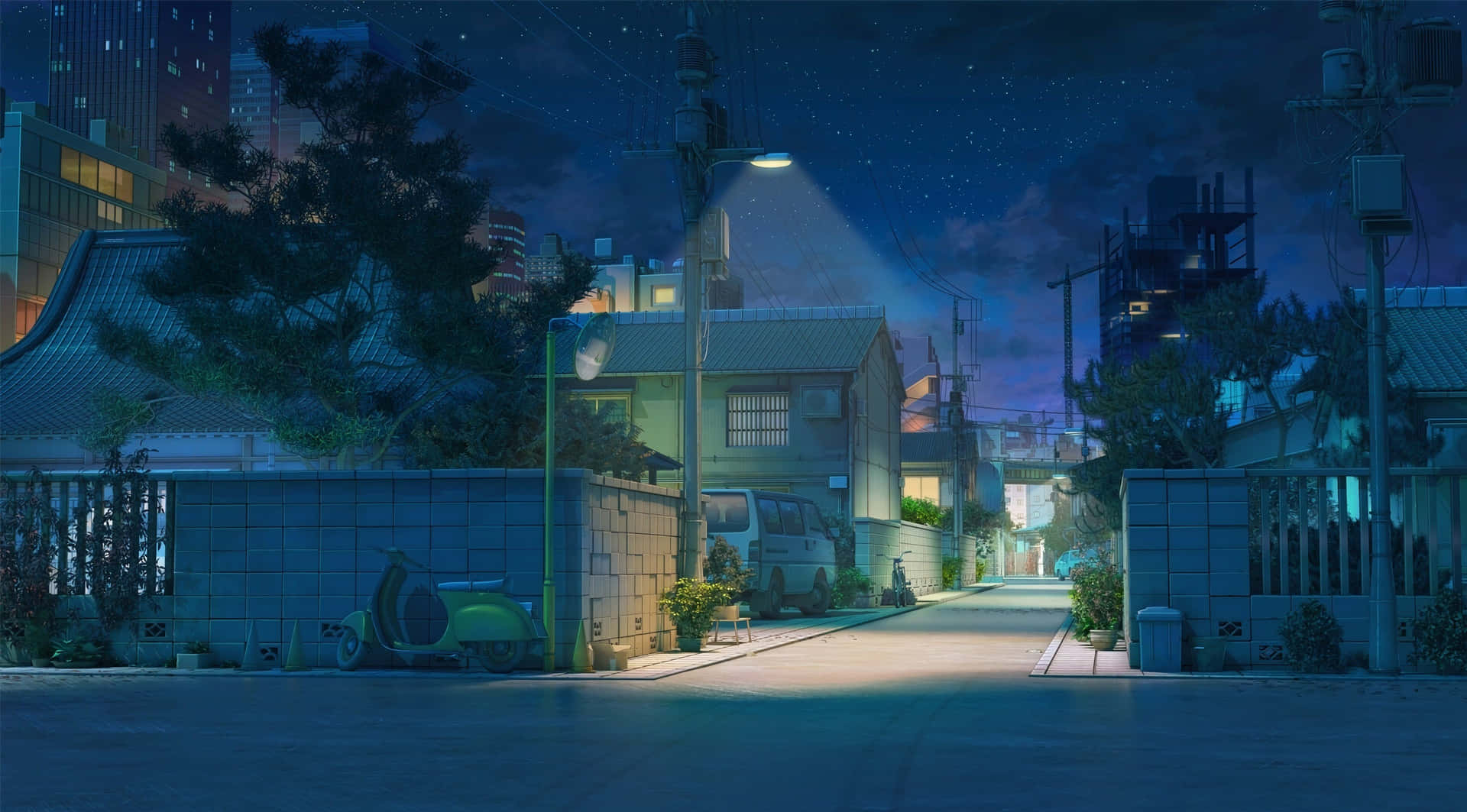 "Be mesmerised by this cosmic yet calming blue anime aesthetic desktop" Wallpaper