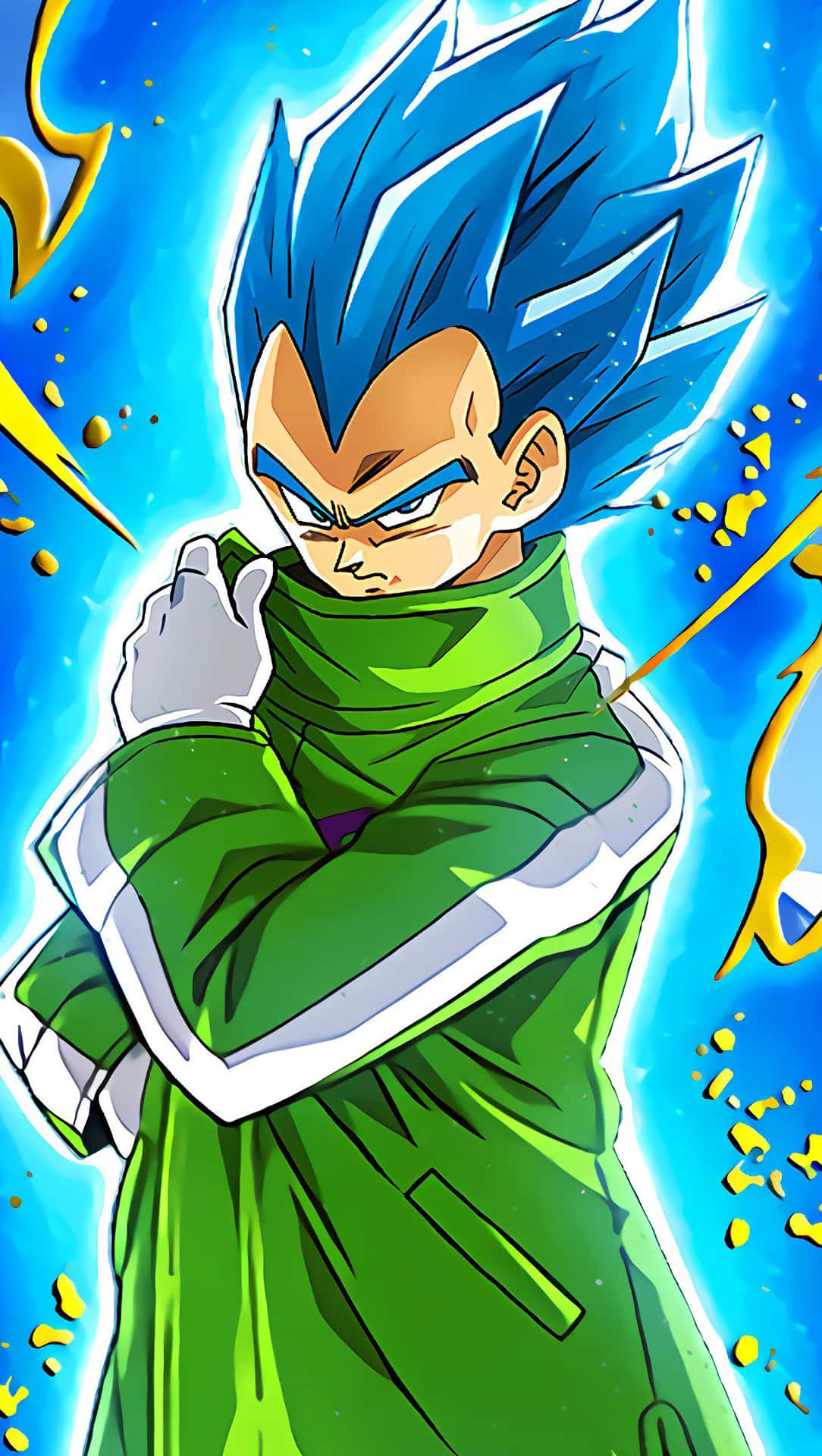 Blå anime baggrund Vegeta fra Dragon Ball Super