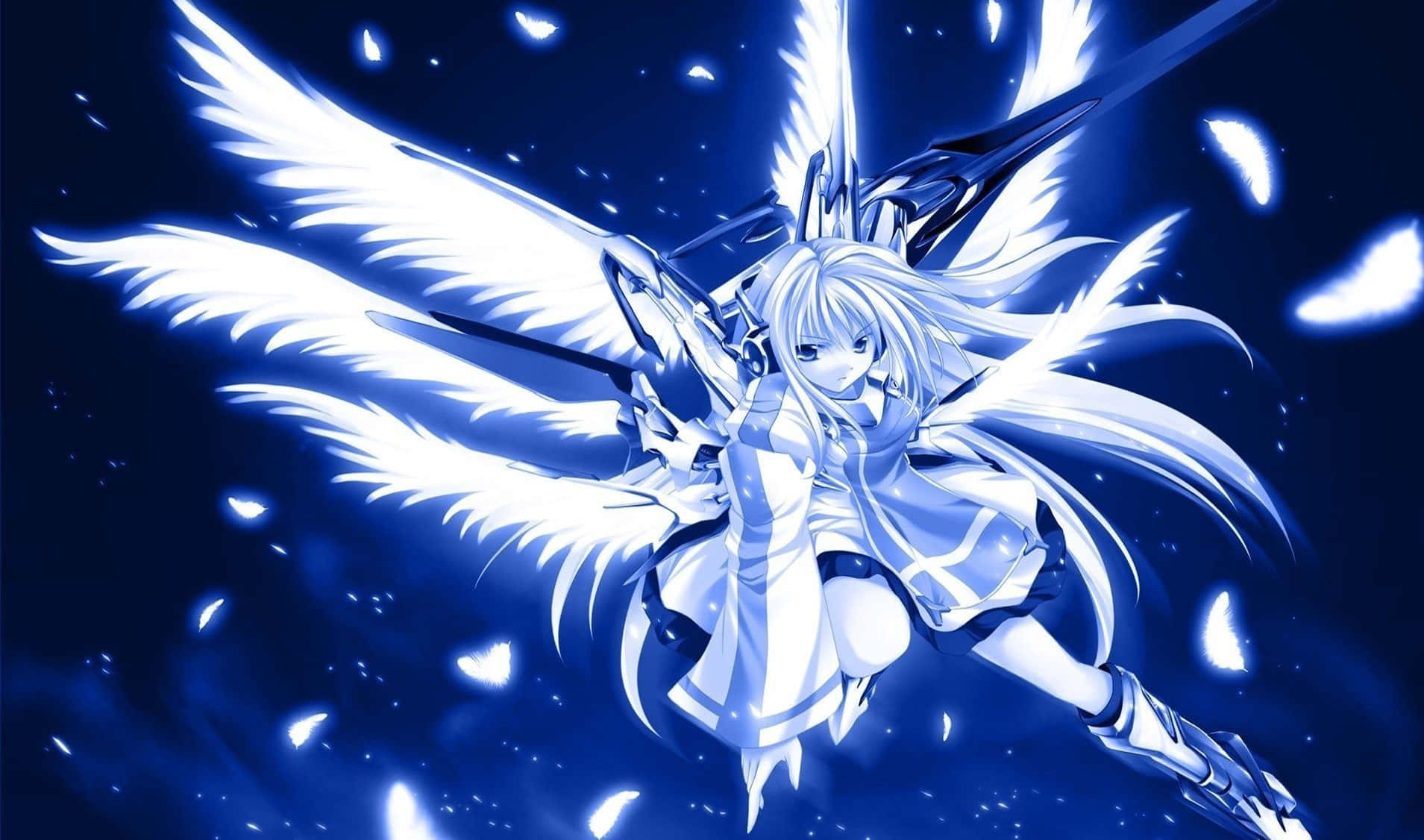 Blue Anime Background Girl Angel Warrior