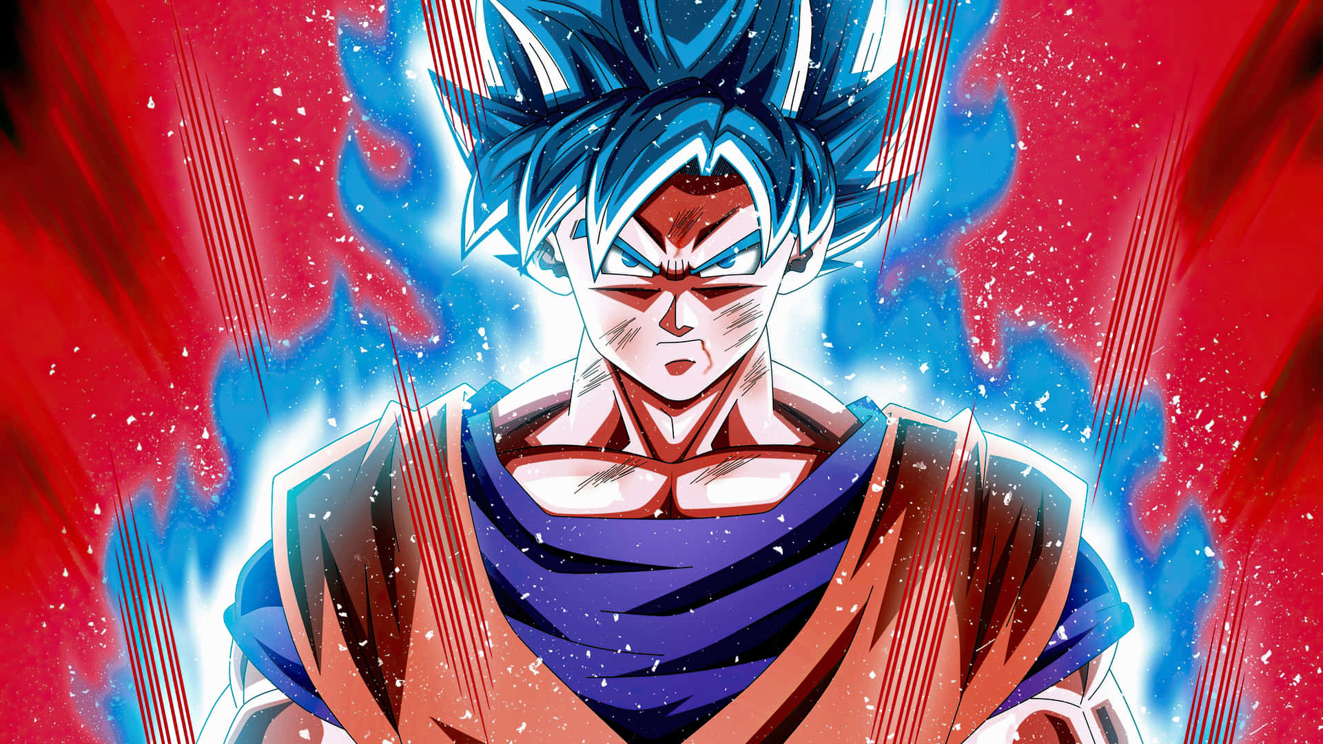 Blåanimebakgrund Med Goku Från Dragon Ball.