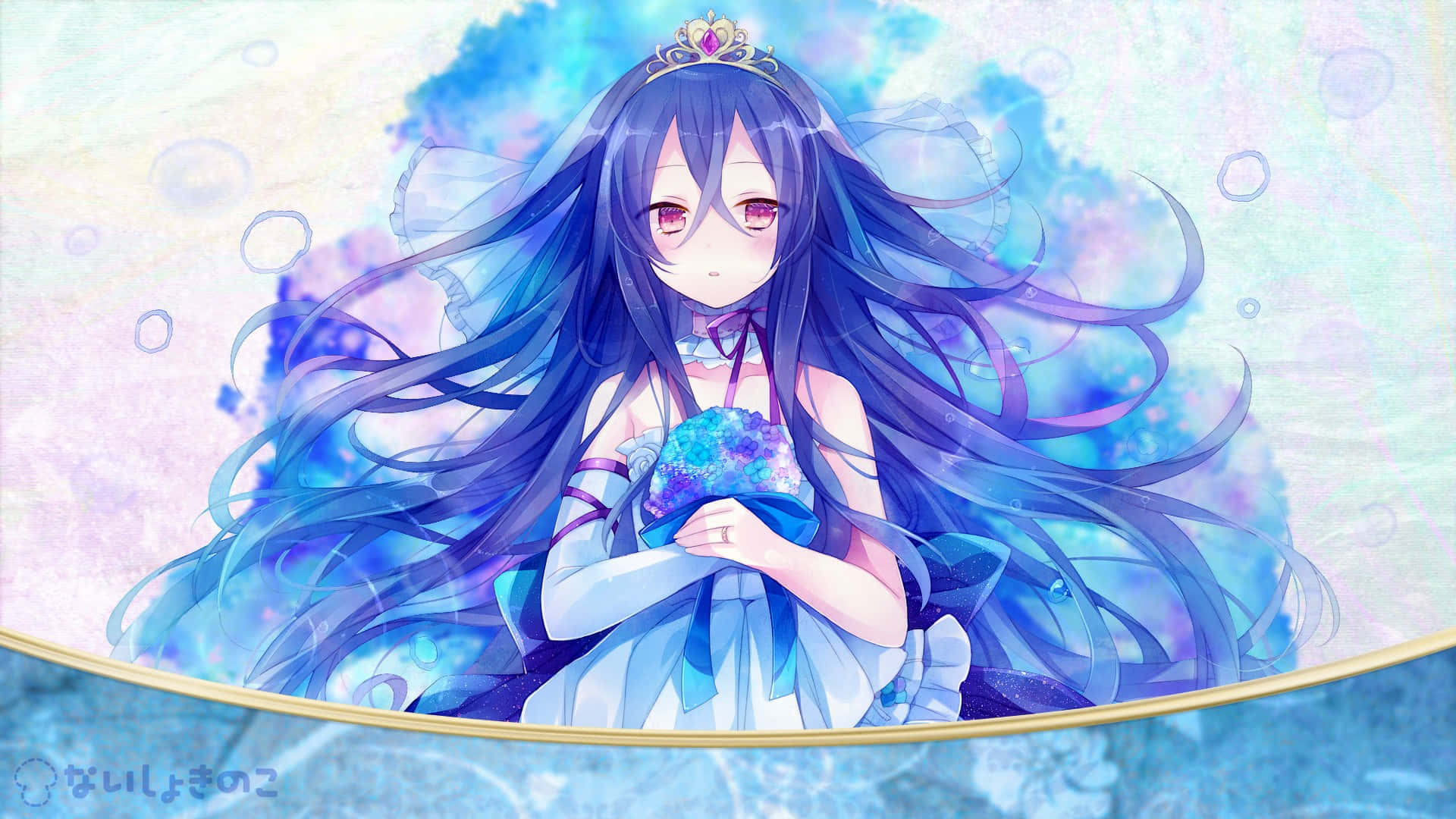 Blue Anime Background Hime Sama In A Gown
