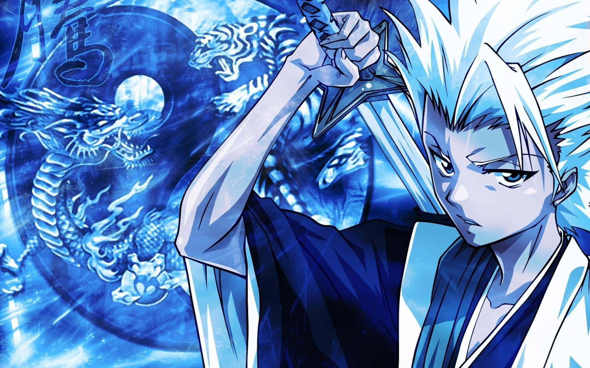 Blue Anime Background Tōshirō Hitsugaya From Bleach