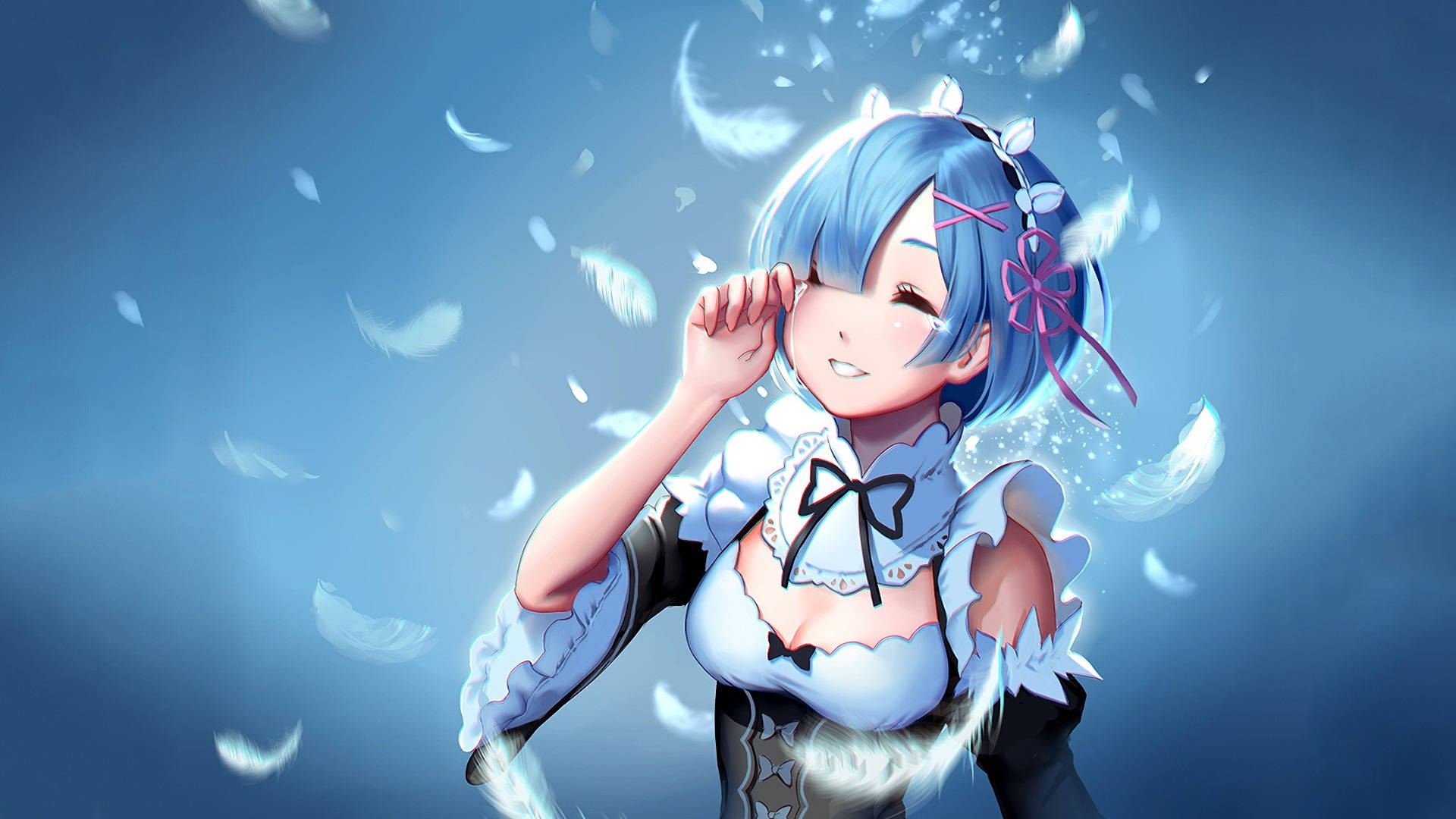 Blue Anime Girl Smile Wallpaper