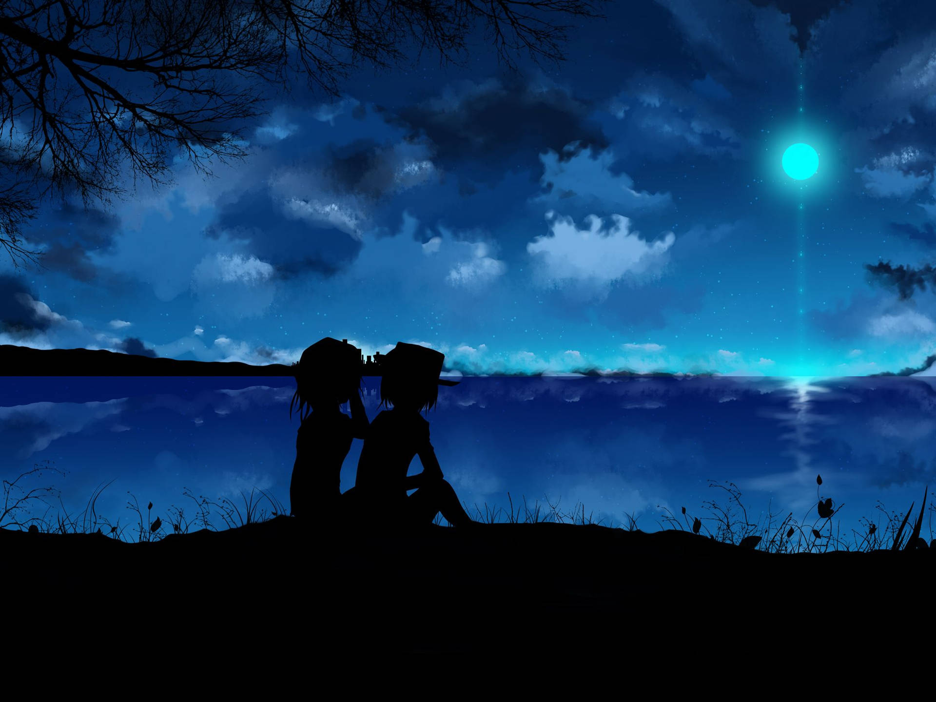 "Unforgettable Blue Anime Scenery" Wallpaper