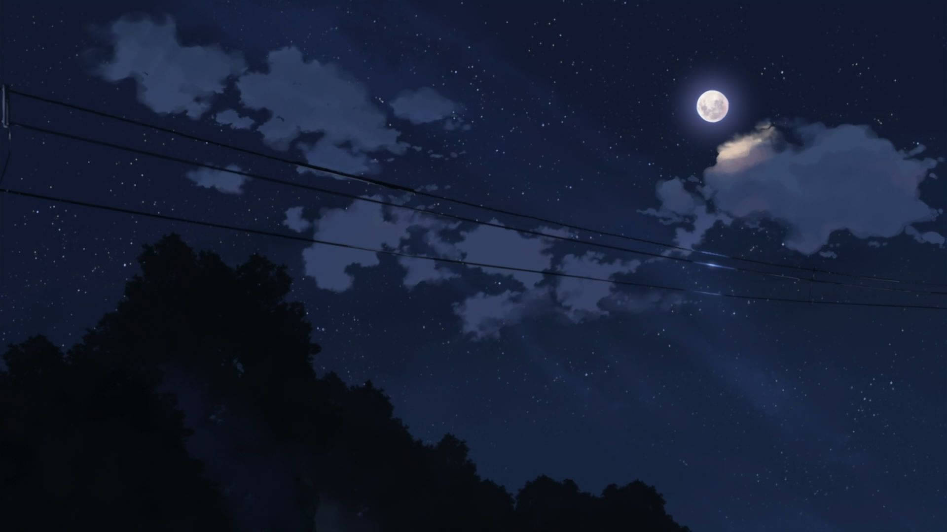 Tag en pause og udforsk denne blå anime-scenografi. Wallpaper