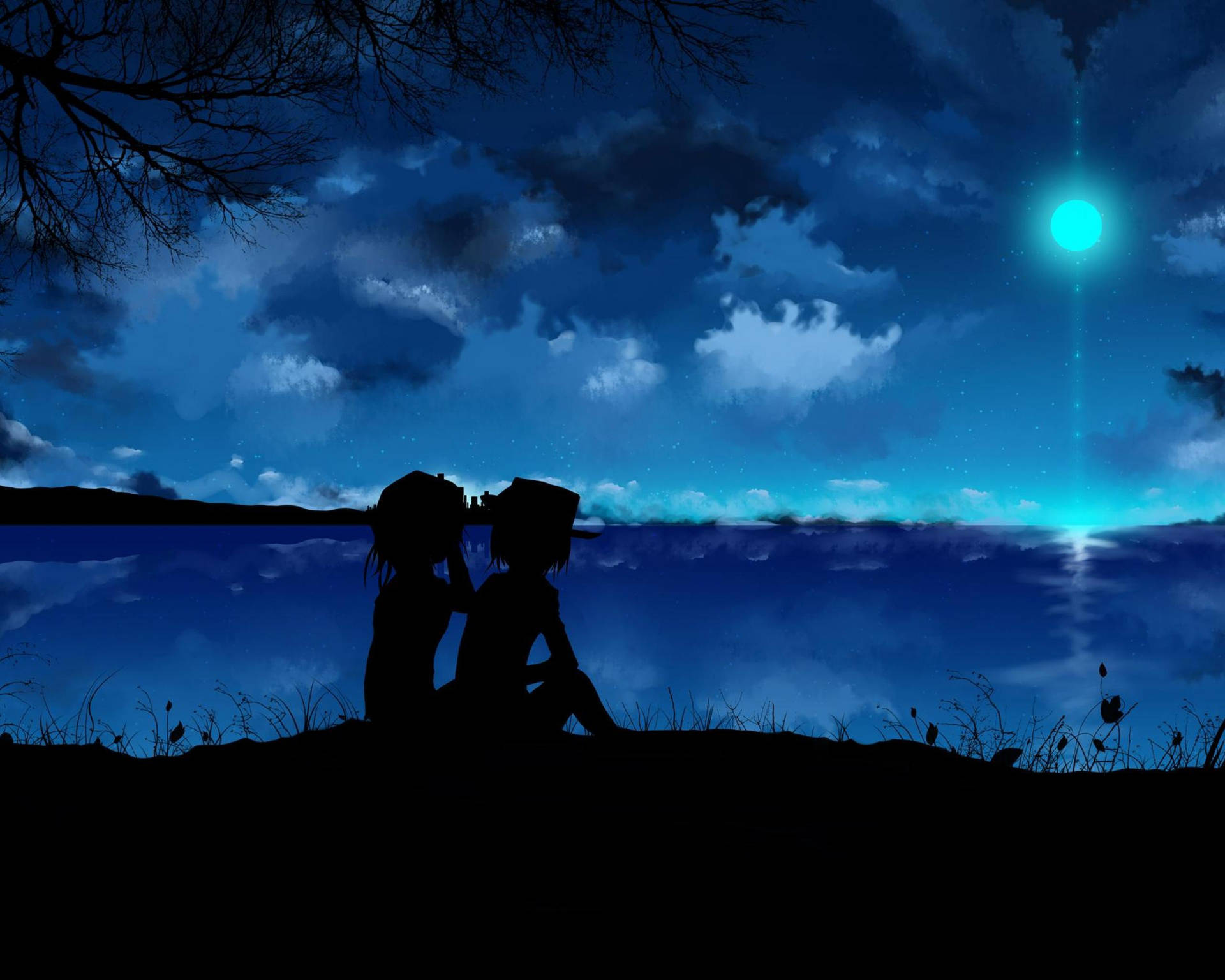 "Take In The Serene Blue Anime Scenery" Wallpaper