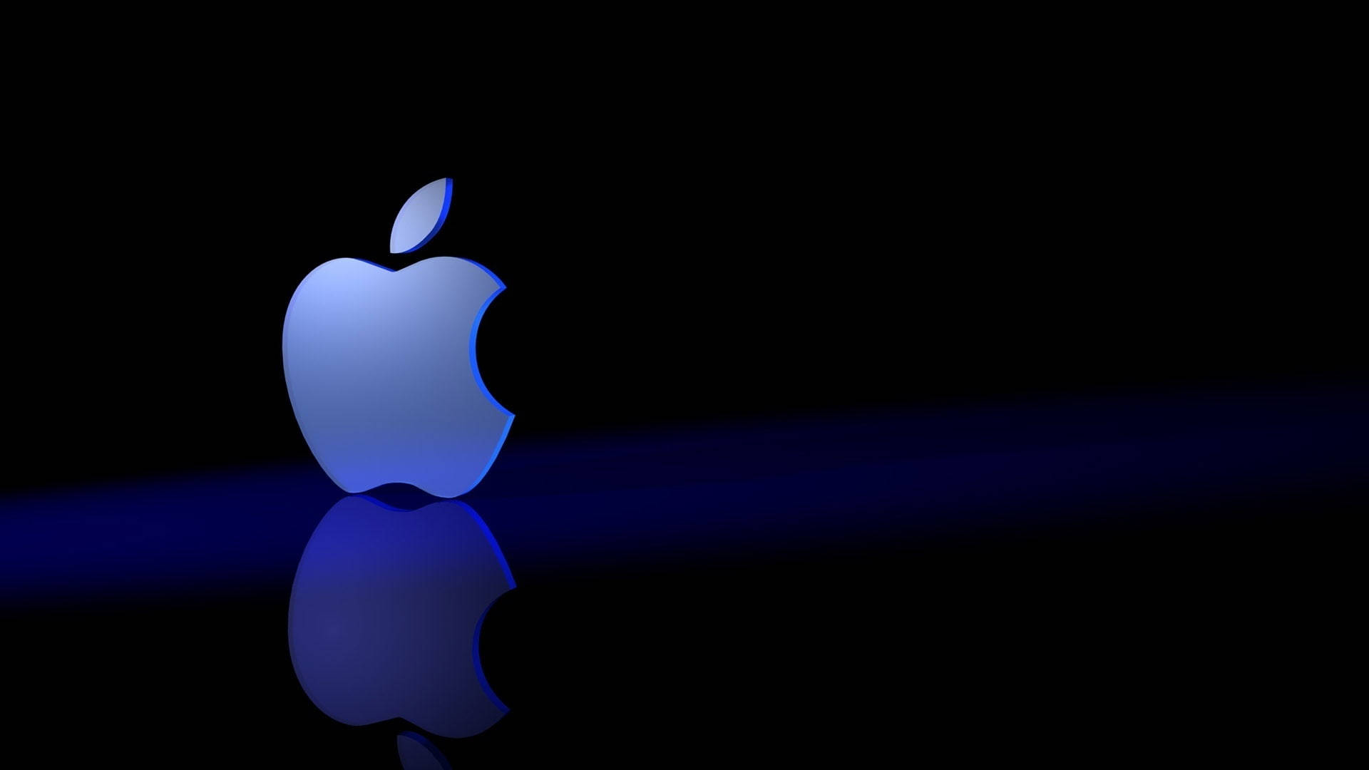 Blue Apple Logo Black Mac Background