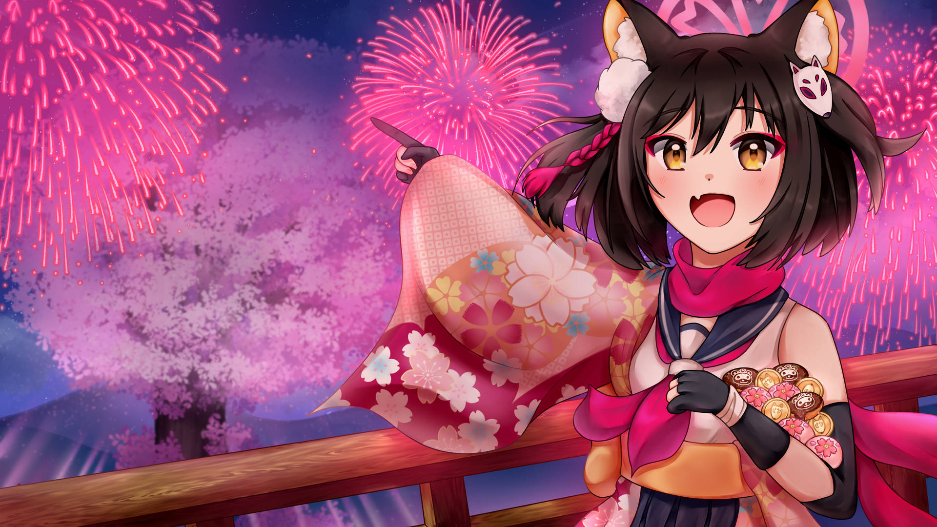 Bluearchive Izuna Feuerwerk Wallpaper