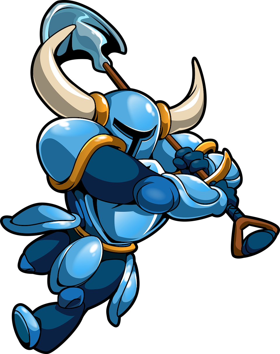 Blue Armored Character With Shovel PNG