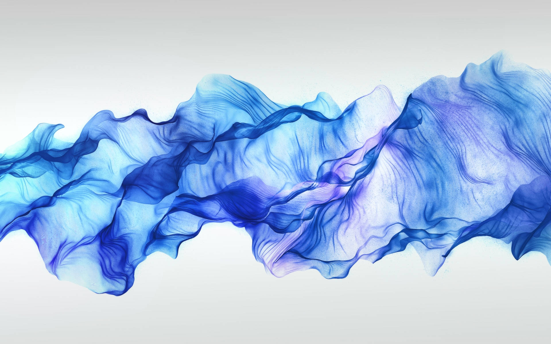 Et kreativt blåt abstrakt kunstværk med bjerge. Wallpaper