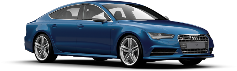 Blue Audi S7 Side View PNG