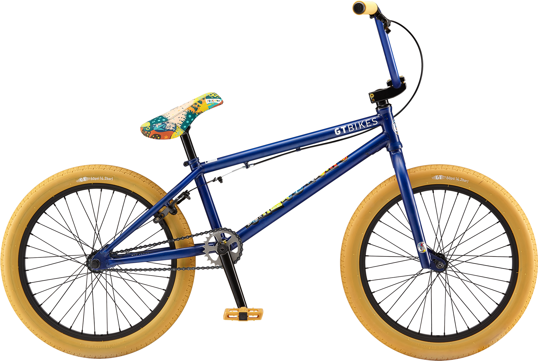 Blue B M X Bike Gold Wheels PNG