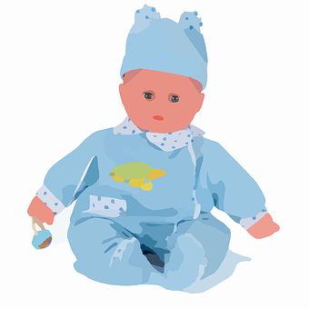 Blue Baby Doll Illustration PNG