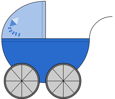 Blue Baby Stroller Graphic PNG