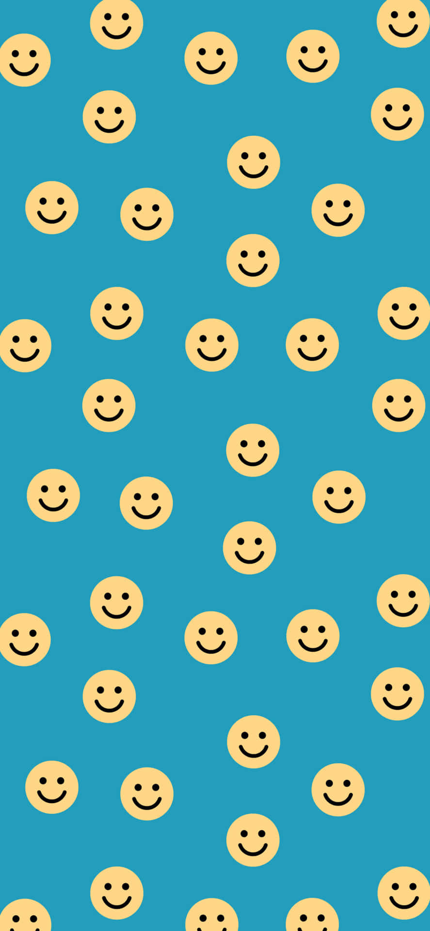 Blue Background Smiley Faces Pattern Wallpaper