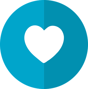 Blue Background White Heart Icon PNG