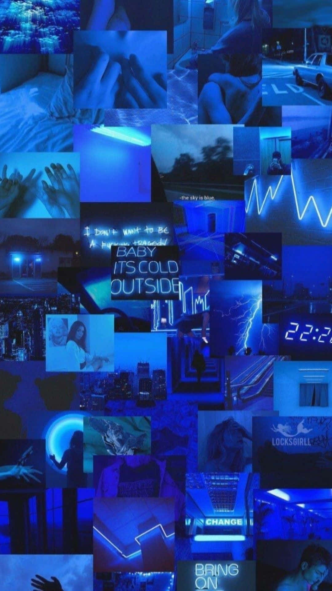 Blue Baddie Photo Collage Wallpaper