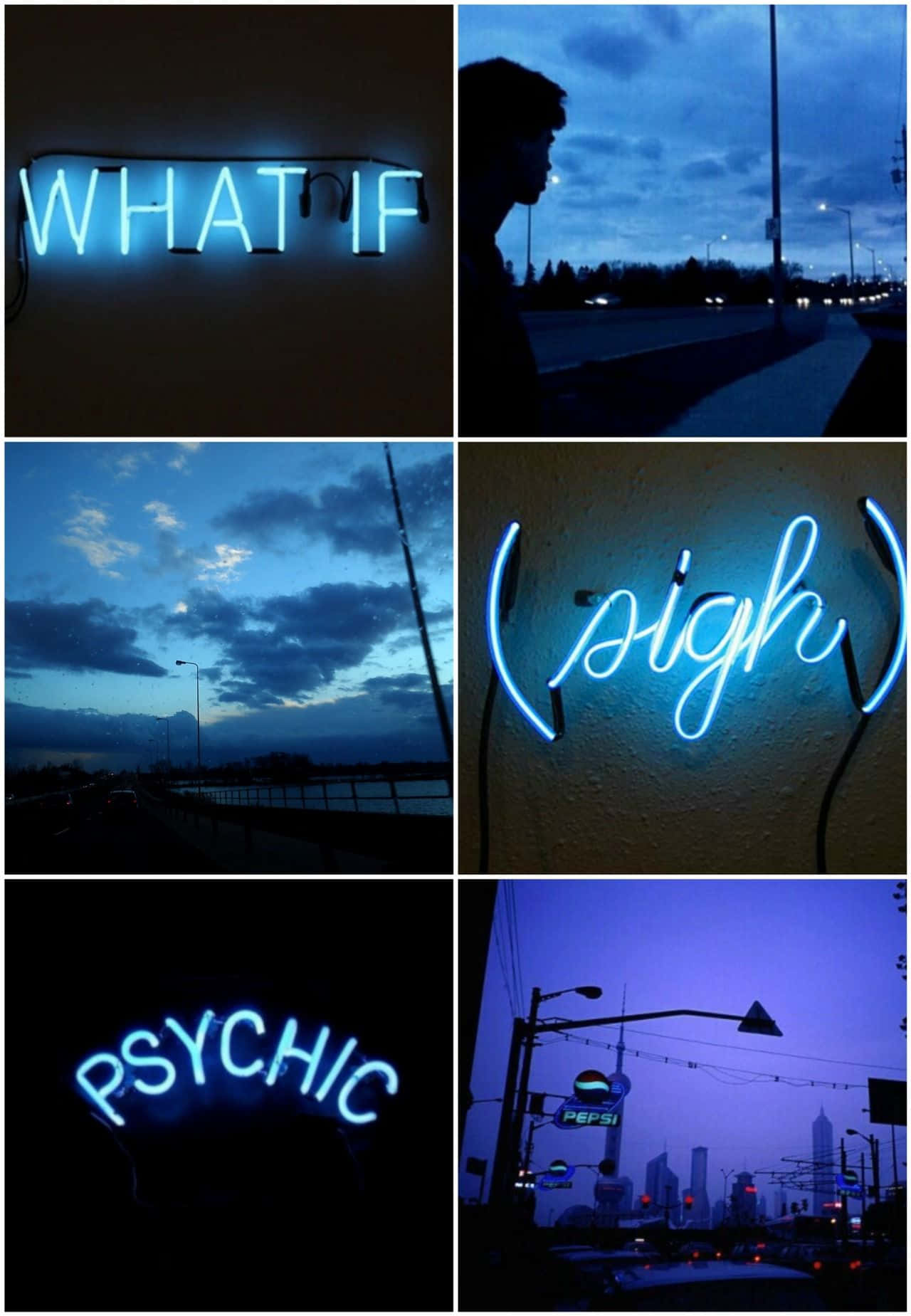 Blue Baddie Psychic Collage Wallpaper