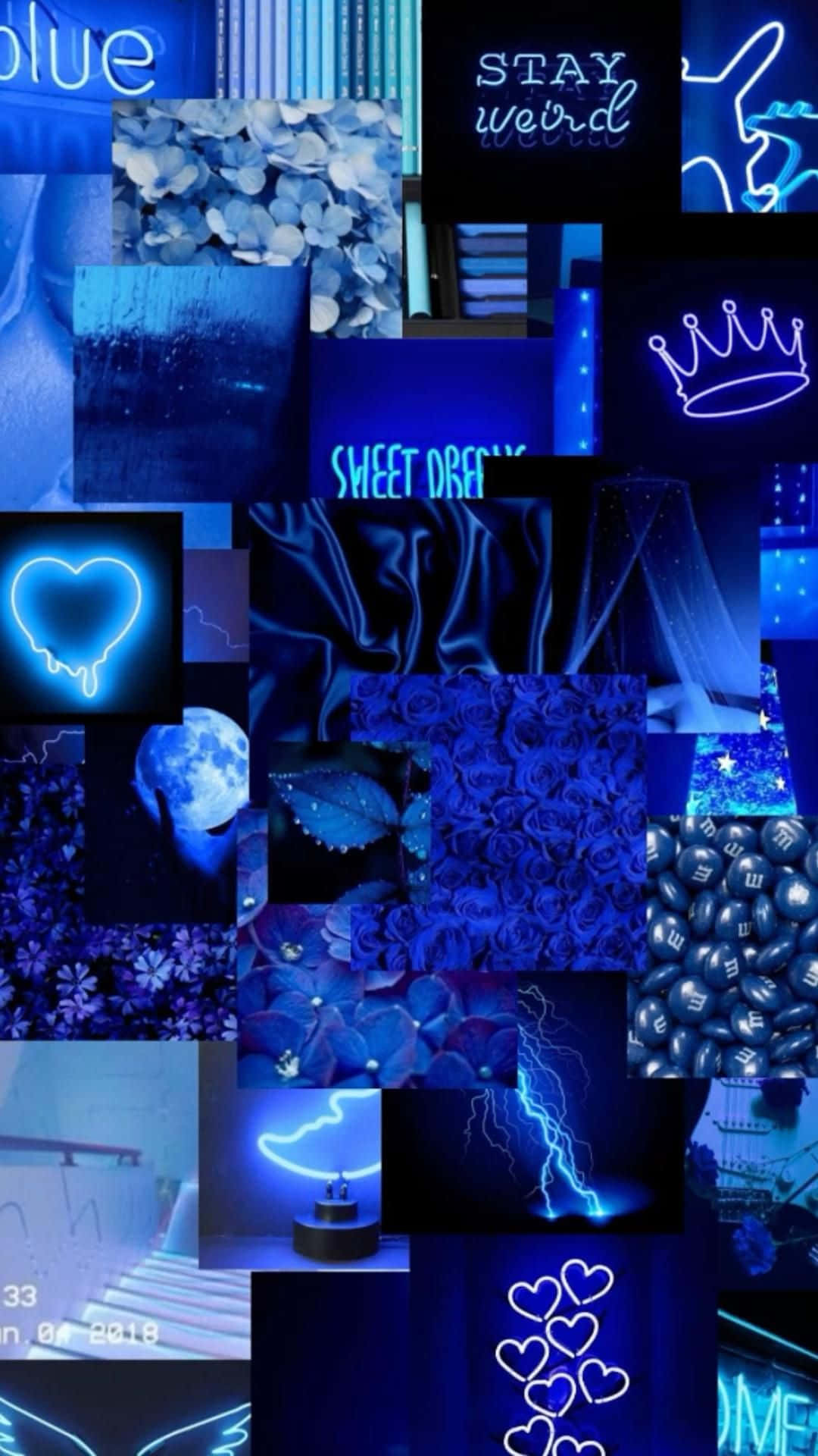 Collagede Corona Baddie En Azul Neón Fondo de pantalla