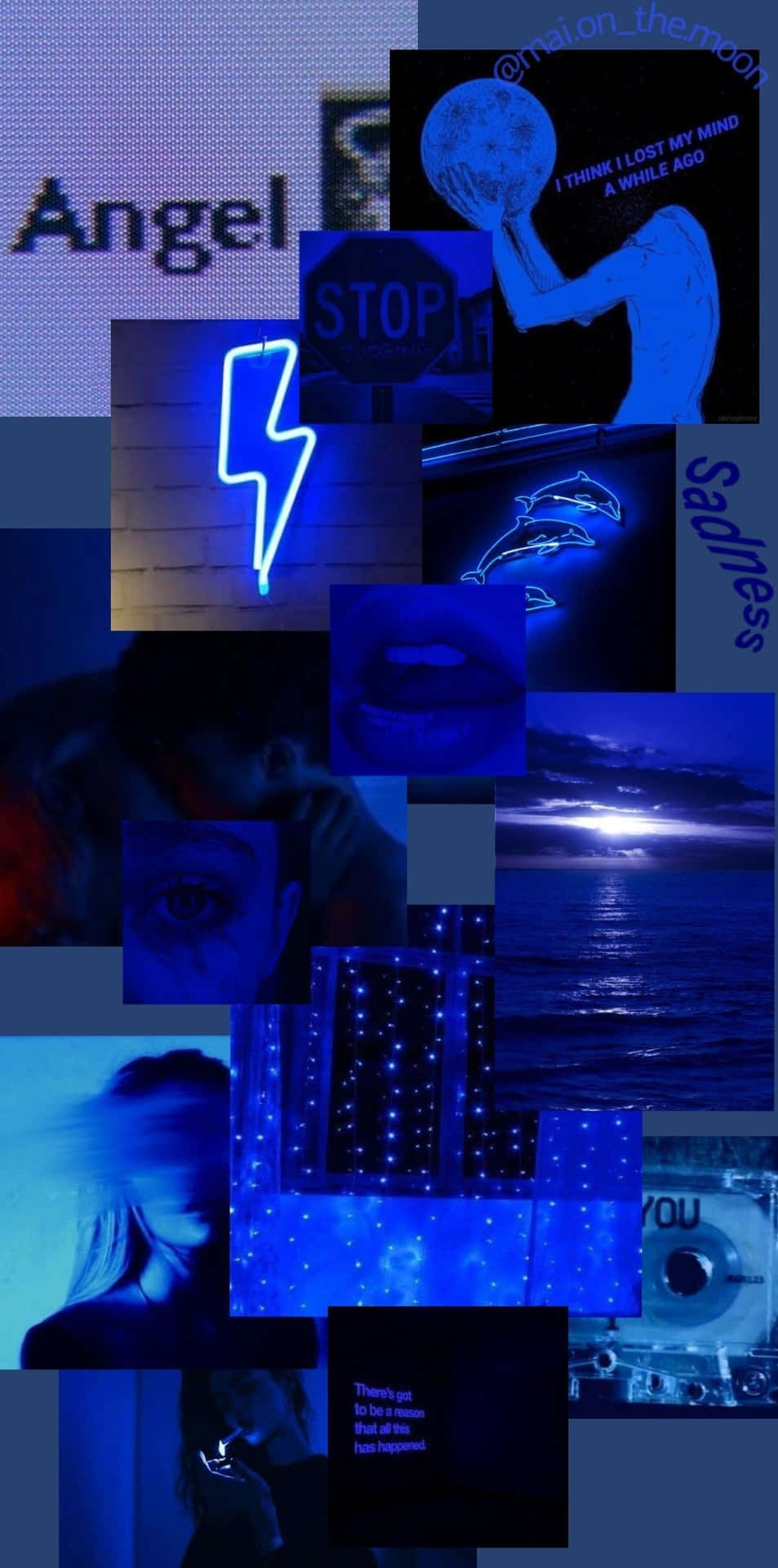 Collagedel Ángel Malvado Azul. Fondo de pantalla