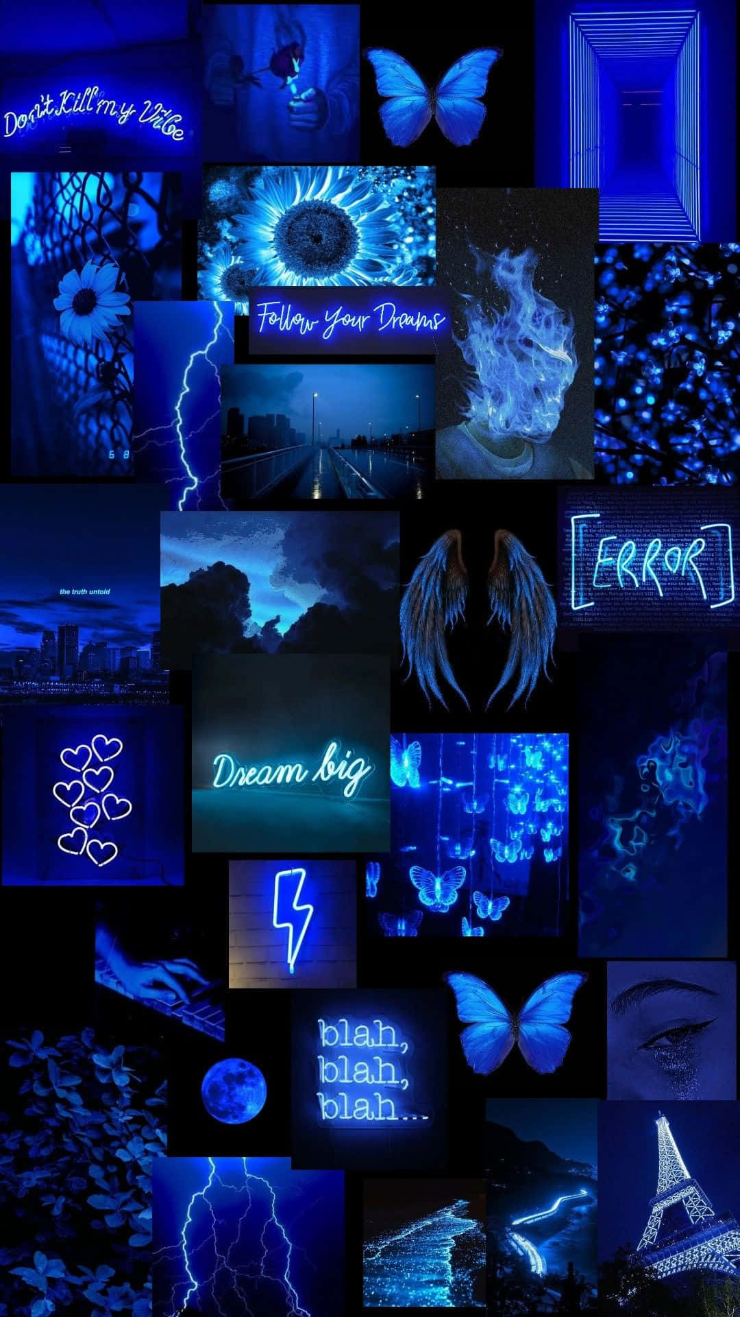 Blue Baddie Butterfly Collage Wallpaper