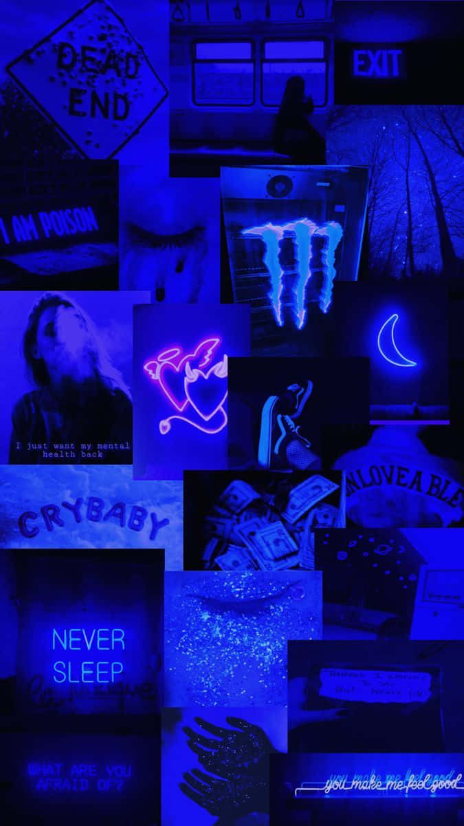 Blue Baddie Collage Background