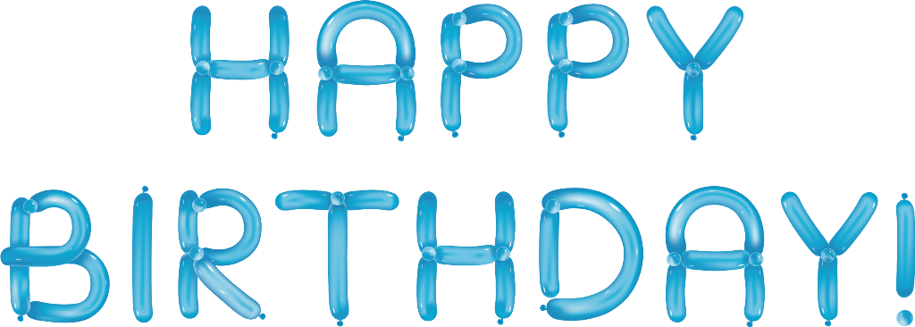 Blue Balloon Happy Birthday Text PNG