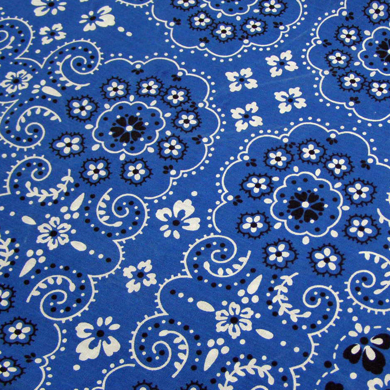 Classic Blue Bandana with Floral Pattern Wallpaper