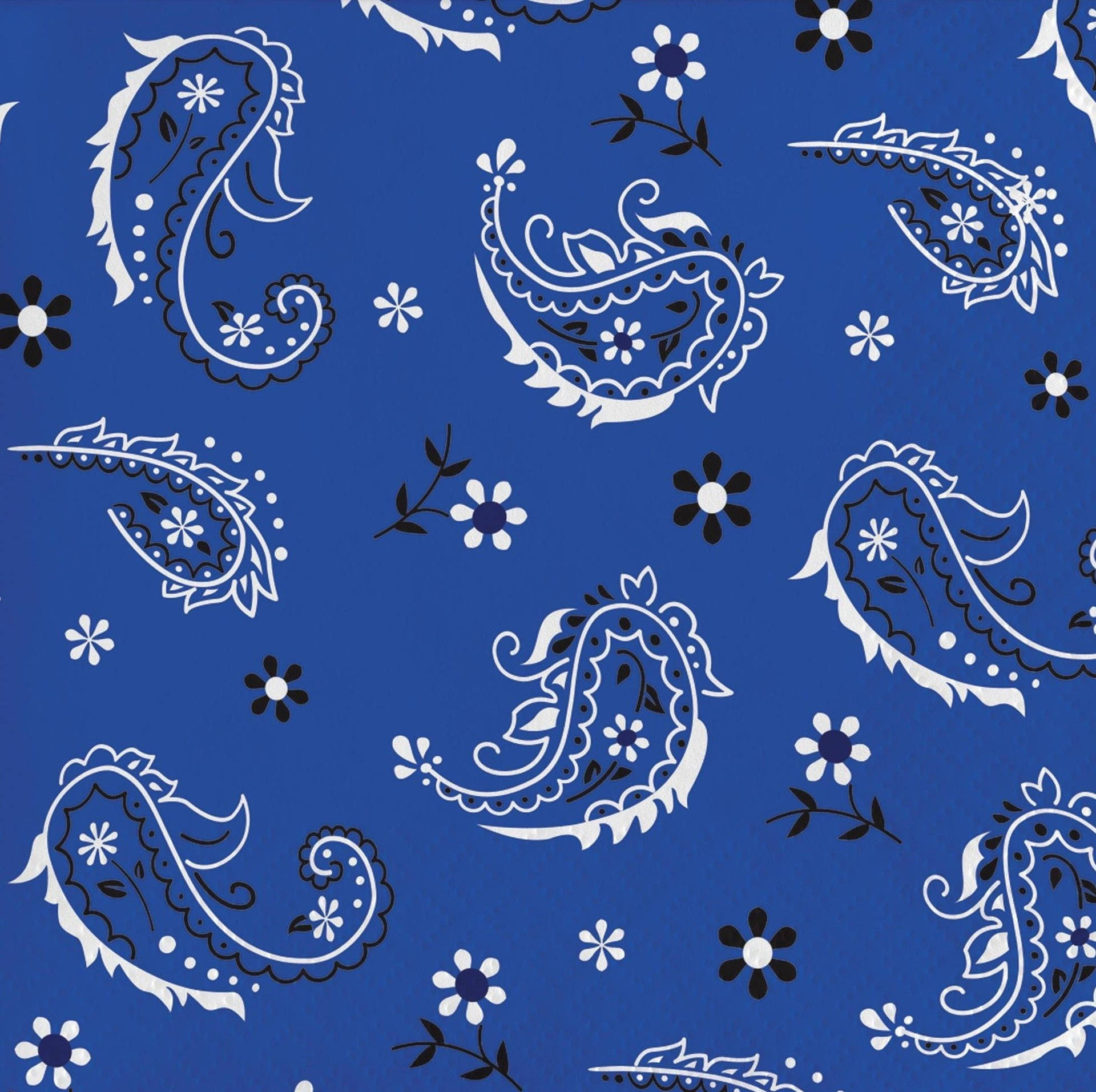 Blue Bandana With Flower Design Wallpaper
