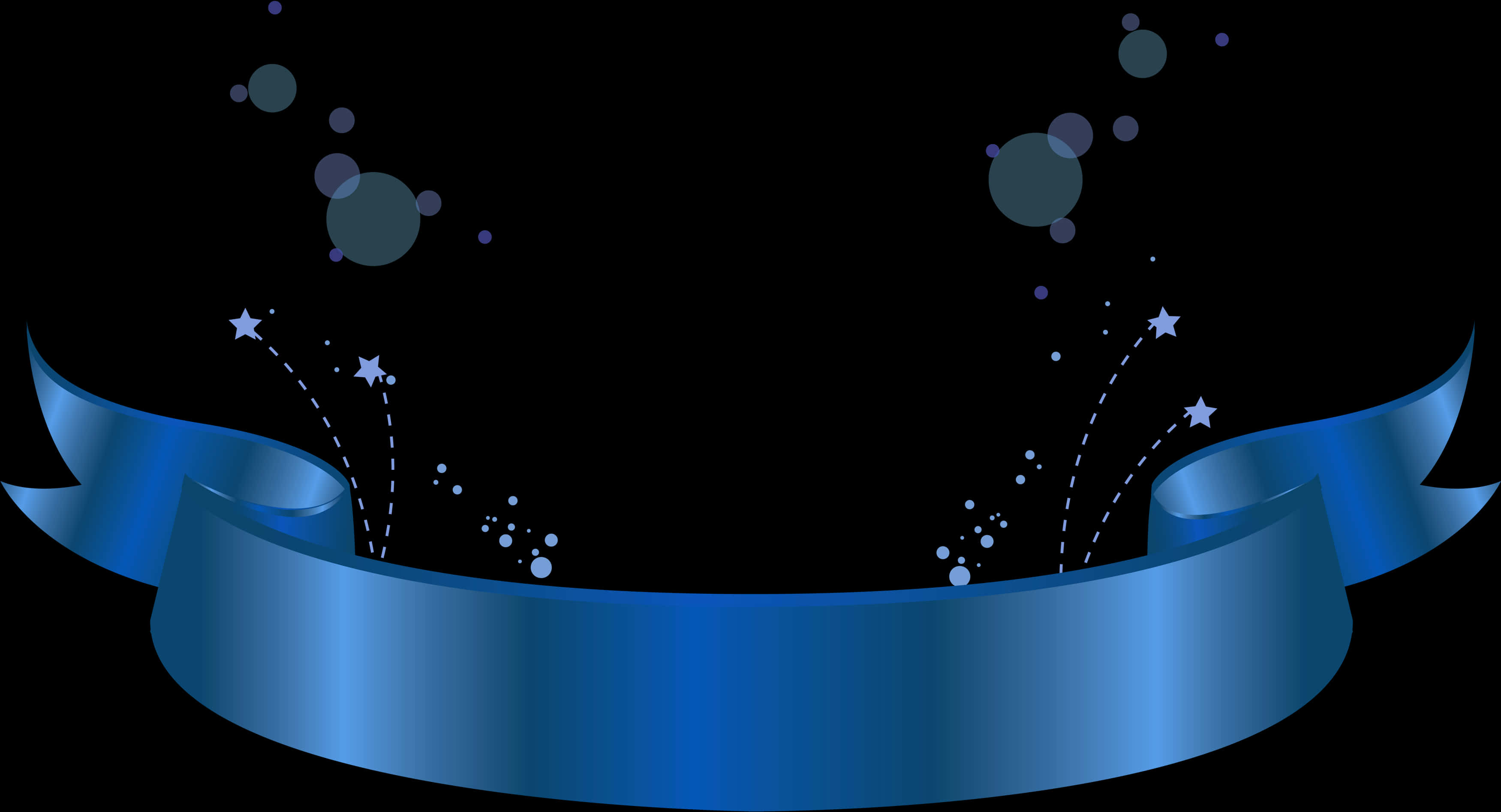 Blue Banner Ribbonwith Starsand Sparkles PNG