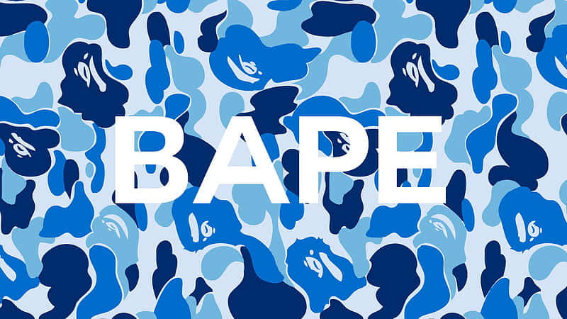 Bape Logo In Blue And White Wallpaper