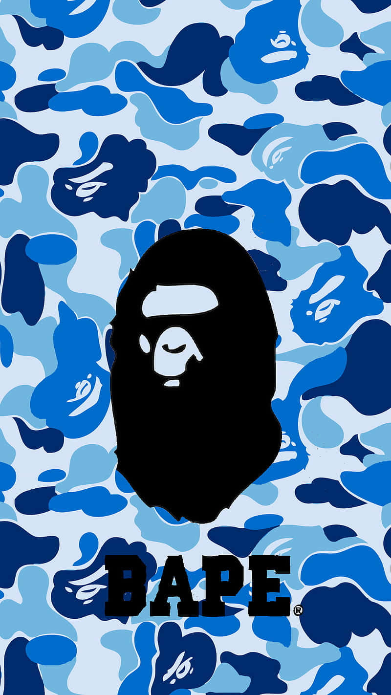 En bade ape med blå camouflage Wallpaper
