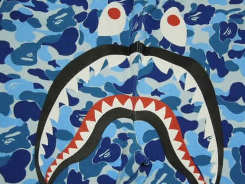 A bold blue bape camo pattern Wallpaper