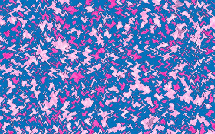 Et blåt og pink baggrund med et mønster af små pink og blå prikker Wallpaper