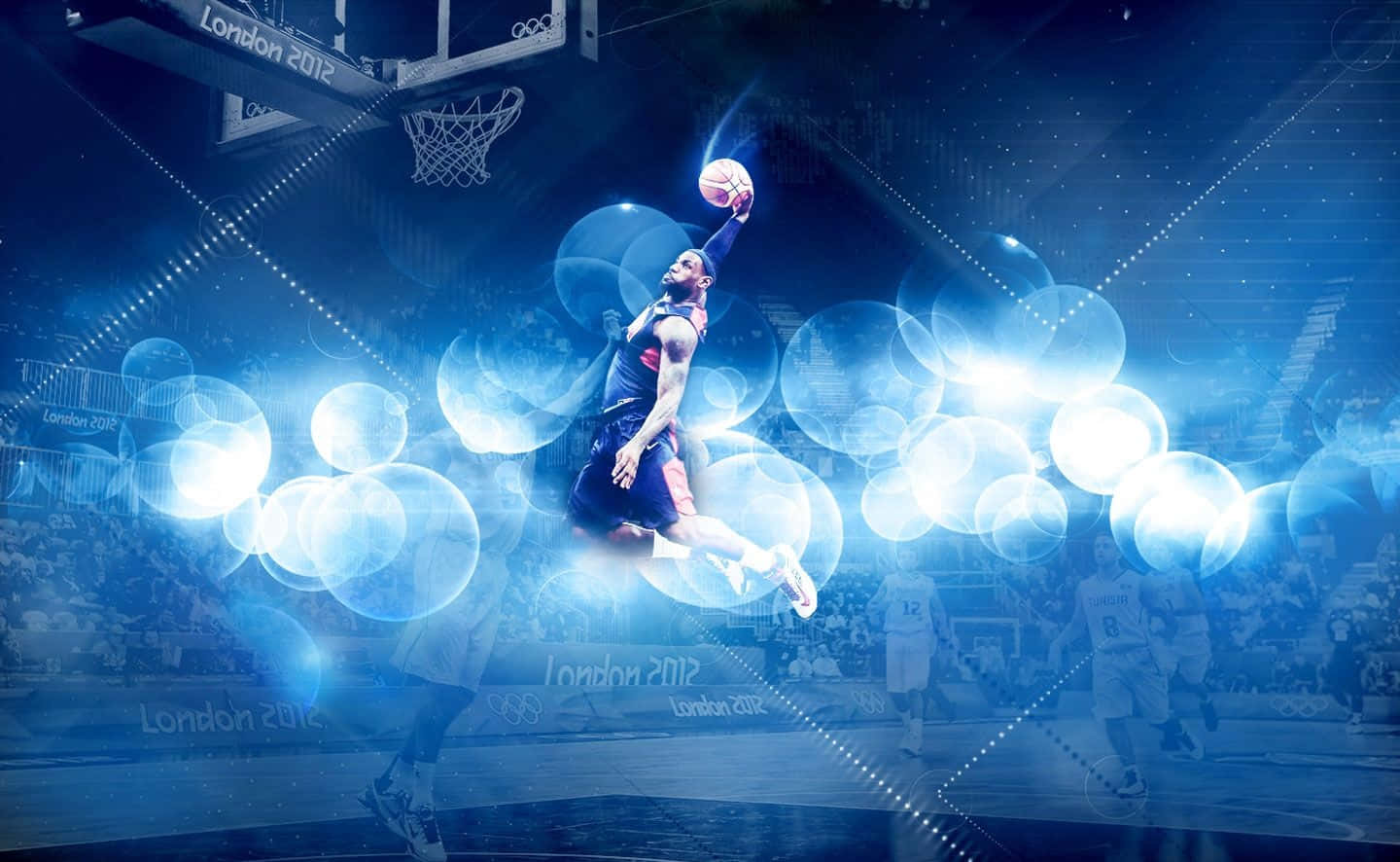 Tryk dit spil op med blå basketball Wallpaper