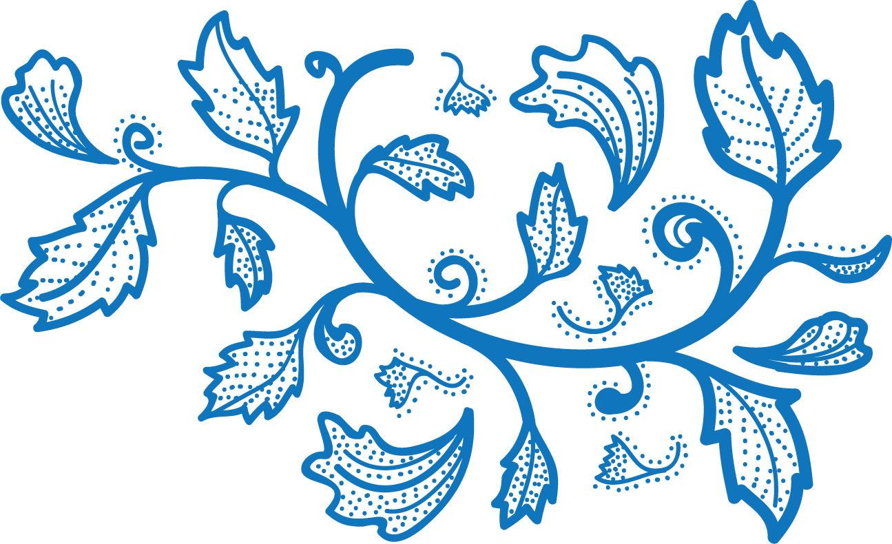 Blue Batik Floral Pattern PNG