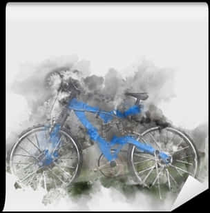 Blue Bicycle Watercolor Effect Transparent Background PNG