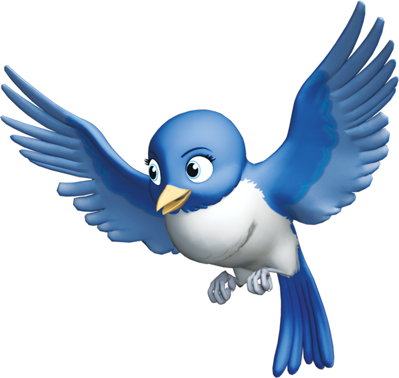 Blue Bird Character Flying PNG