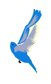 Blue Bird In Flight Illustration PNG