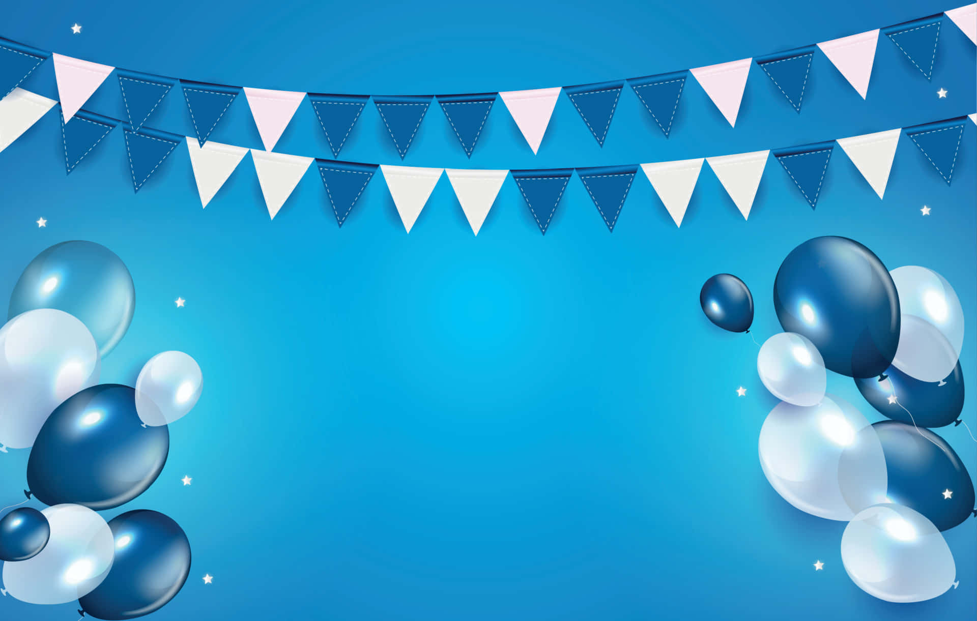 Blue Balloons And Bunting On A Blue Background