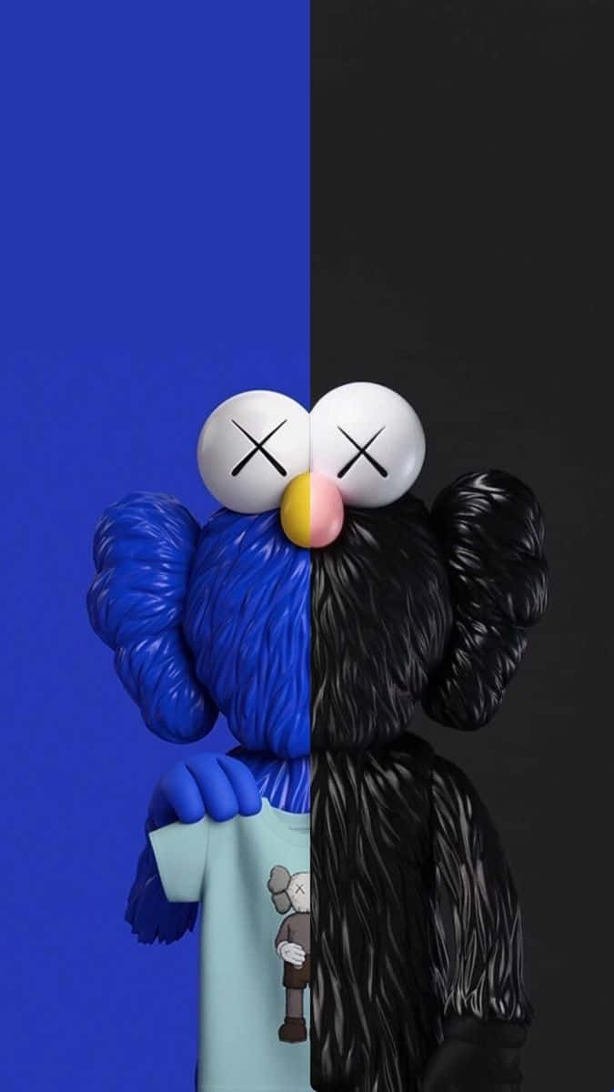 Blue Black Kaws Split Wallpaper