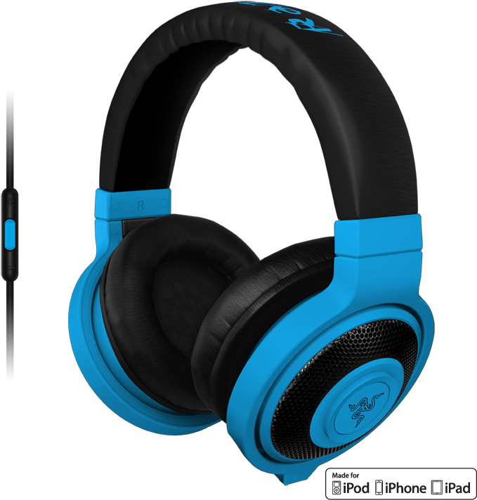 Blue Black Over Ear Headphoneswith Mic PNG
