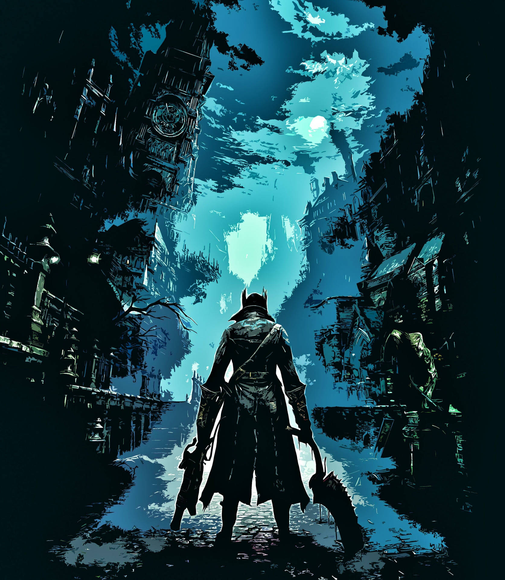 Cazandoel Mal Antiguo: Sé El Cazador Y Derrota A Tus Enemigos En La Edición Azul De Bloodborne. Fondo de pantalla