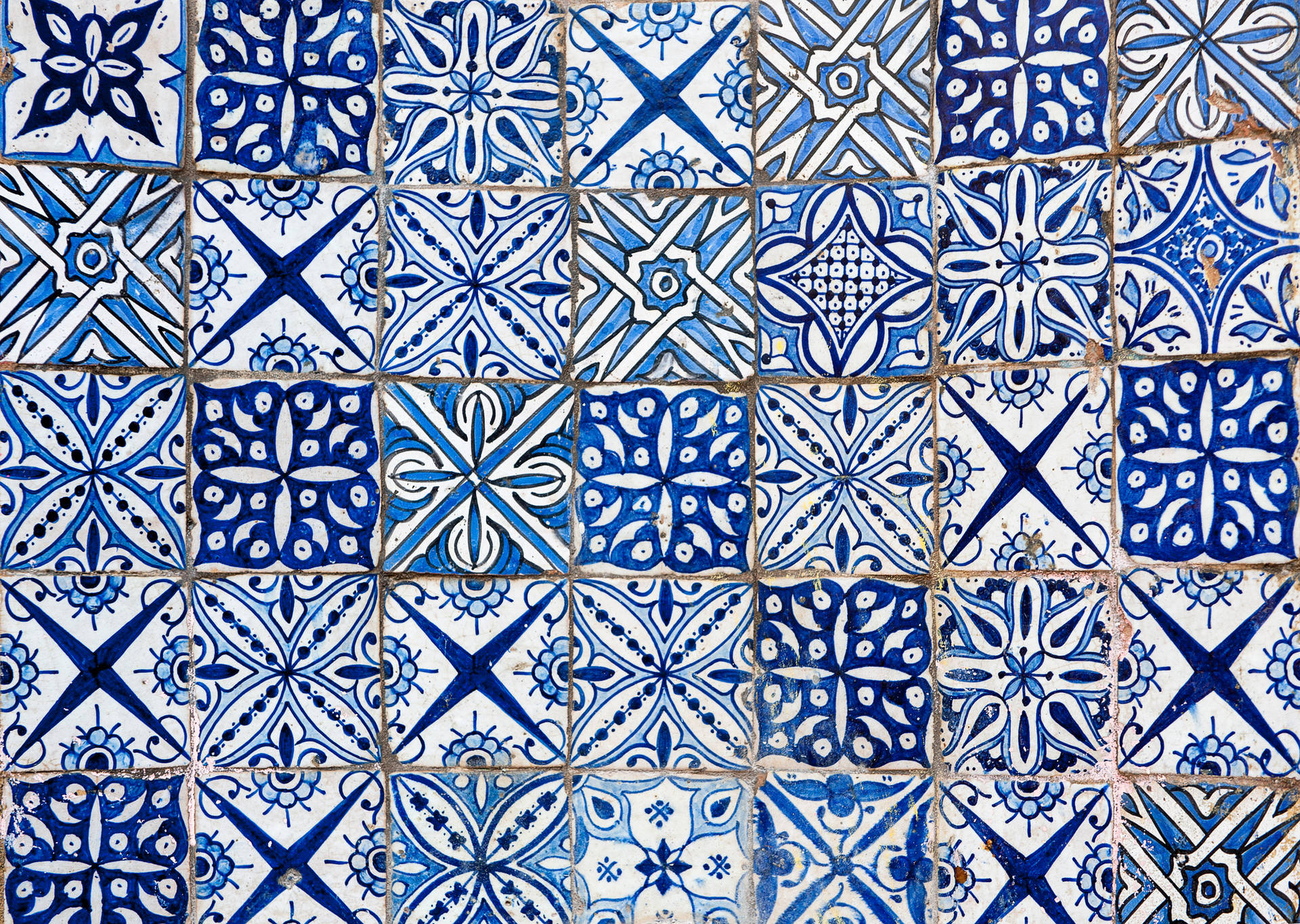 Blue Bohemian Tile Mosaic Wallpaper