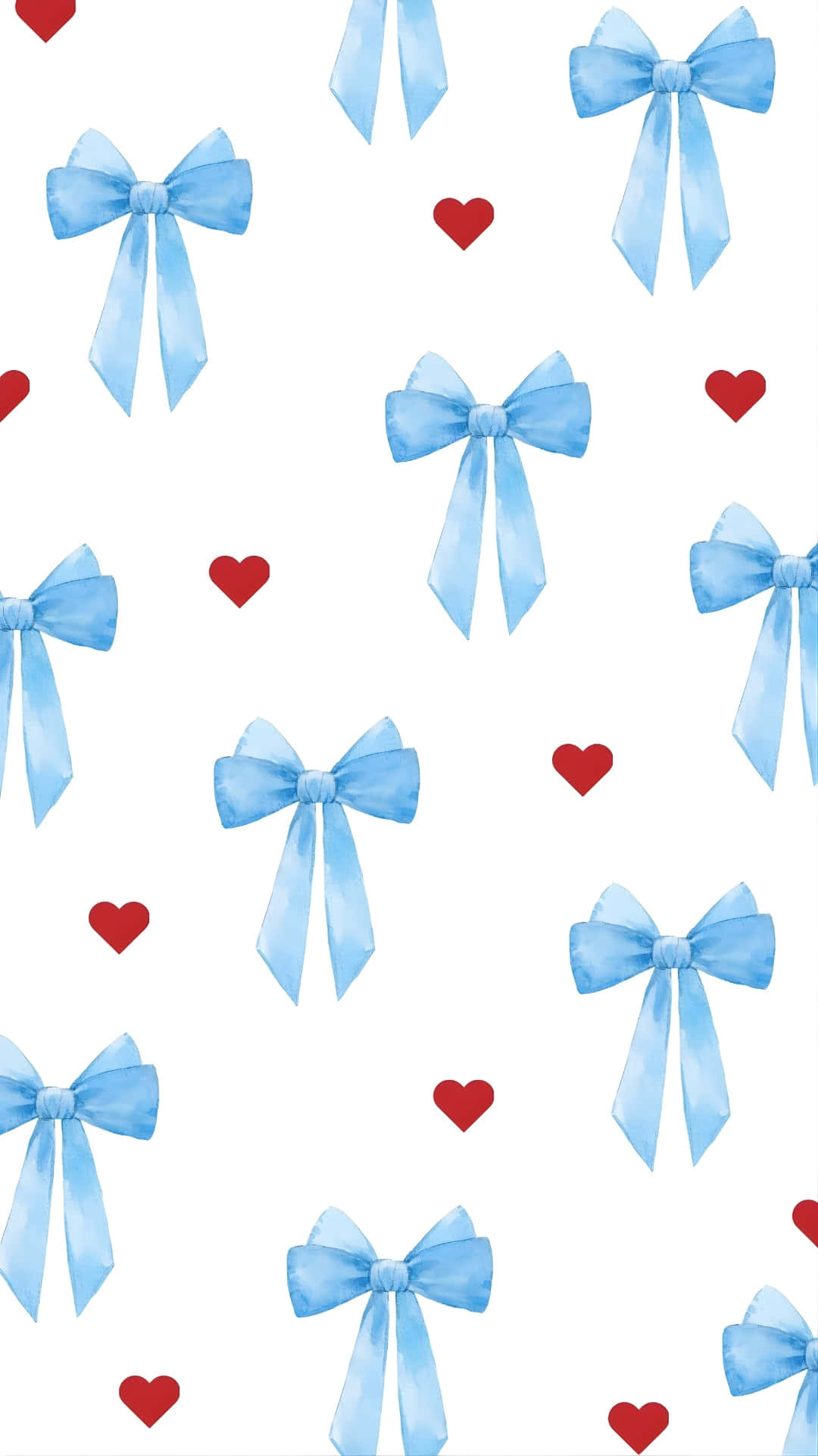Blue Bow And Hearts Wallpaper