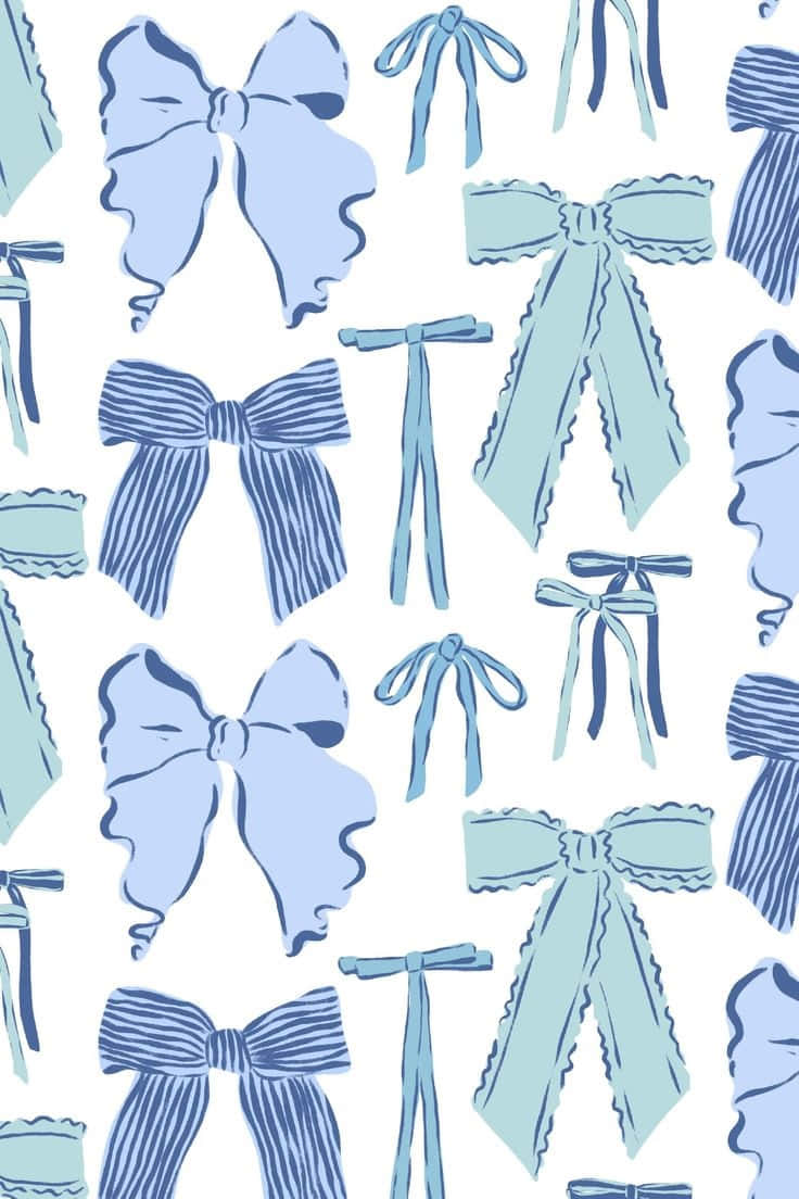 Blue Bow Pattern Background Wallpaper