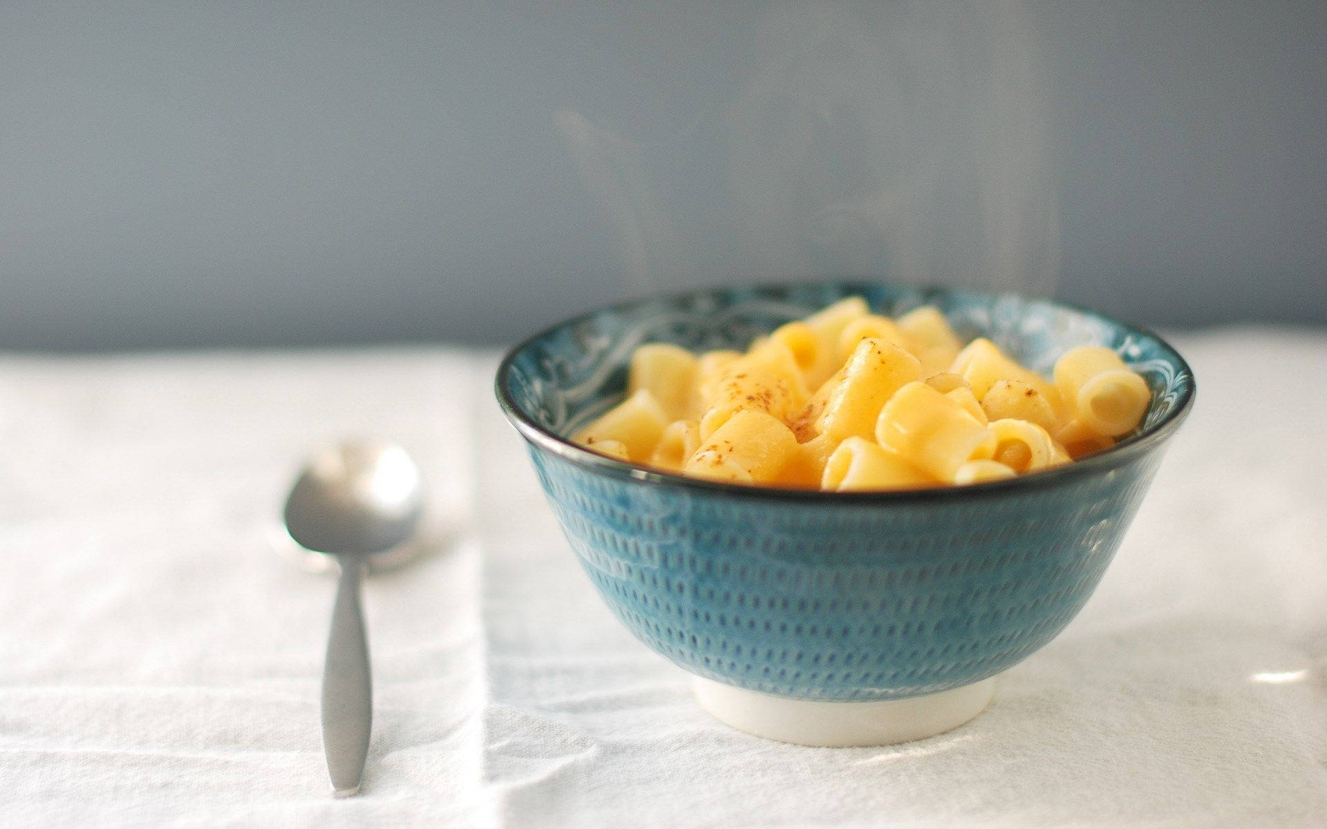Blue Bowl Of Mac And Cheese Wallpaper